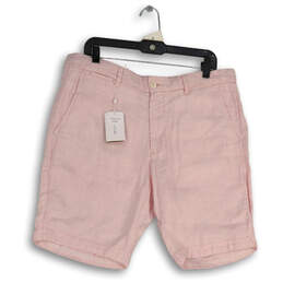 NWT Womens Pink Linen Flat Front Slash Pocket Chino Shorts Size 36