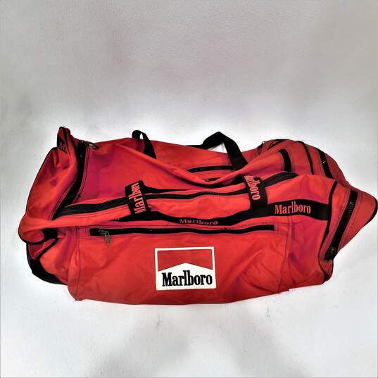 Vintage 90's Marlboro Large Duffle Gear Rolling Bag W/ Wheels Luggage Duffel image number 1