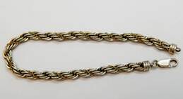 Artisan Sterling Silver & 14K Yellow Gold Accented Chunky Twisted Rope Chain Bracelet 14.7g alternative image