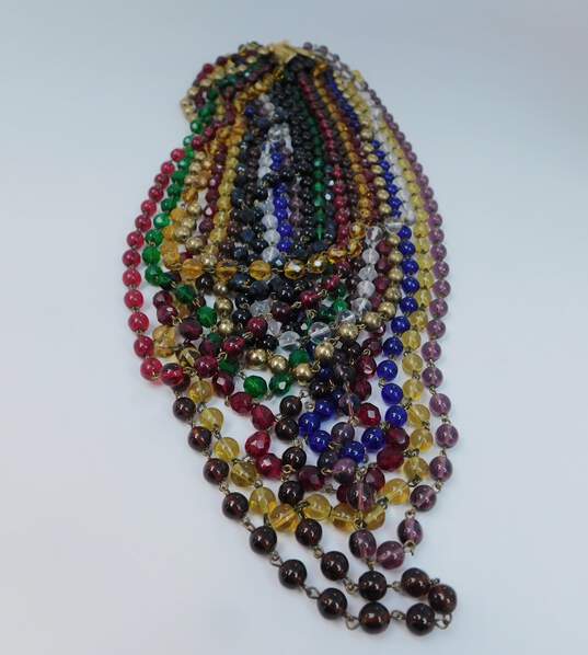 Vintage Erickson Beamon Gold Tone Colorful Glass Bead Multi Strand Necklace 1.10LBS image number 5