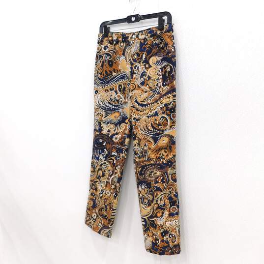 Escada Paisley Brown Printed Denim Straight Leg Women's Pants Size 38 with COA image number 2