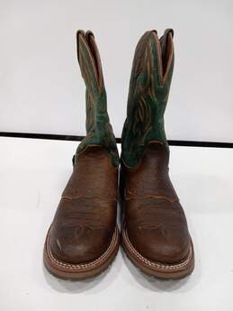 Double-H Men's Embroidered Brown/Green Cowboy Boots Size 9.5D alternative image