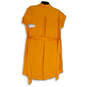NWT Womens Yellow Short Sleeve Tie Waist Collared Shirt Dress Size XS image number 2