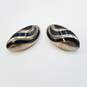 Mexico - TA - 150 Sterling Silver Onyx Modernist Oval Post Earrings 20g image number 1