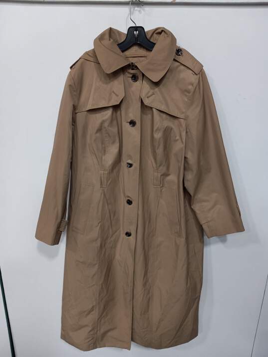 LONDON FOG COLLECTION BROWN HOODED DRESS RAIN COAT SIZE 2X image number 1