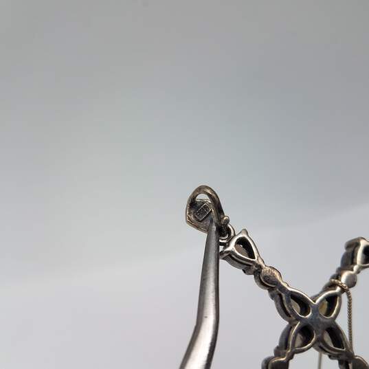 Sterling Silver Assorted Gemstone Cross Pendant 16 Inch Pendant Necklace 6 Inch Cuff Bracelet Bundle 3pcs 18.8g image number 6
