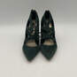 Womens Delphine Green Suede Pointed Toe Back Zip Stiletto Pump Heels Sz 7.5 image number 1