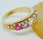 10K Gold Ruby & Clear Spinel Dotted & Etched Textured Band Ring 3.1g image number 2