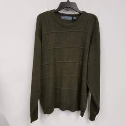 Mens Green Knitted Crew Neck Long Sleeve Casual Pullover Sweater Size XXL