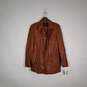 Mens Leather Notch Lapel Long Sleeve Button Front Motorcycle Jacket Size 38 image number 1