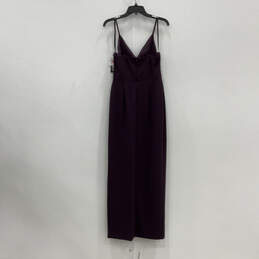 NWT Womens Purple Ruffle Spaghetti Strap V-Neck Back Zip Maxi Dress Size 8 alternative image