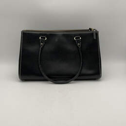 Women Black Leather Inner Zip Pocket Double Handle Shoulder Bag Purse alternative image
