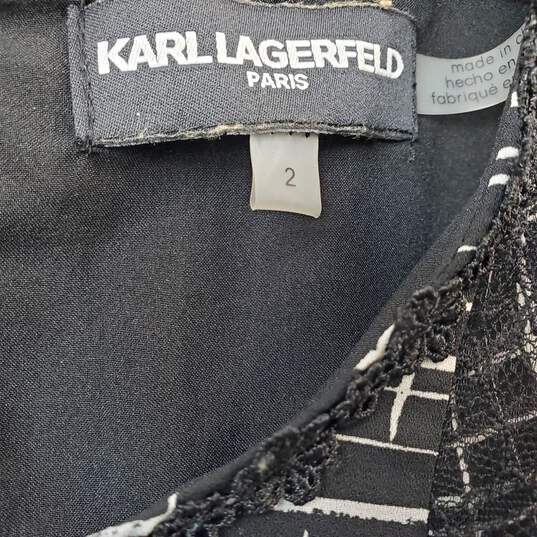 Karl Lagerfeld Paris Black & White Short Sleeves Midi Dress Women's 2 image number 4