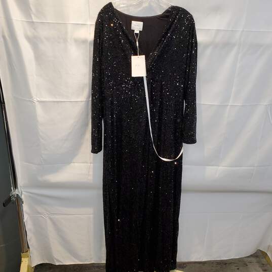 Seraphine Luxe Black Knot Front Sequin Maxi Dress NWT Women's Size 10 image number 1