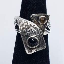 Kara Sterling Silver Assorted Gemstone Open Work Twist Ring Size 4 1/2 7.8g alternative image