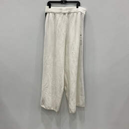 NWT Womens White Blue Flat Front Drawstring Wide Leg Trouser Pants Size XL alternative image