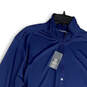 Mens Blue Long Sleeve Mock Neck Activewear Pullover T-Shirt Size Large image number 3