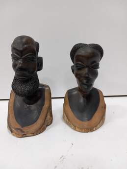 Pair of Carved Man & Woman Wooden Sculptures