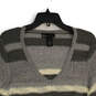 Womens Gray Striped Sequin V-Neck Long Sleeve Pullover Sweater Size 14/16 image number 3