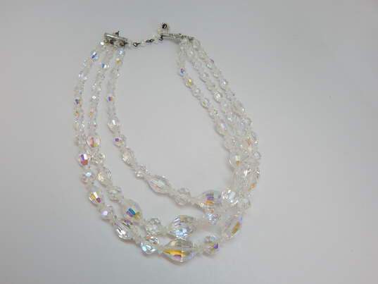 Vintage Aurora Borealis Crystal Necklaces & Clip On Silver Tone Earrings 129.8g image number 5