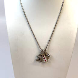 Designer Brighton Silver-Tone Herringbone Chain Charm Pendant Necklace