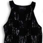 Womens Black Sleeveless Halter Neck Sequin Peplum Mini Dress Size Small image number 4
