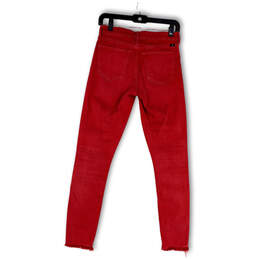 Womens Red Denim Medium Wash Raw Hem Pockets Skinny Leg Jeans Size 2/26 alternative image