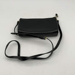 Womens Black Leather Adjustable Strap Zipper Crossbody Bag Purse