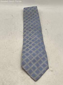 Authentic Gianni Versace Mens Light Blue And White Printed Designer Tie