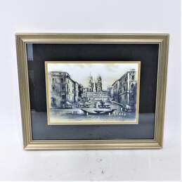 Framed Italian Street Scene Cityscape Art Print