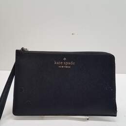 Kate Spade Black Saffiano Leather Lucy L-Zip Wristlet Wallet