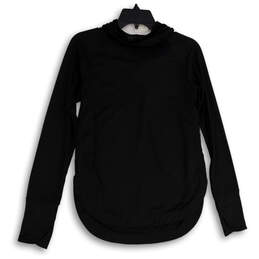 Womens Black Long Sleeve Thumbhole Hooded Activewear T-Shirt Size XS