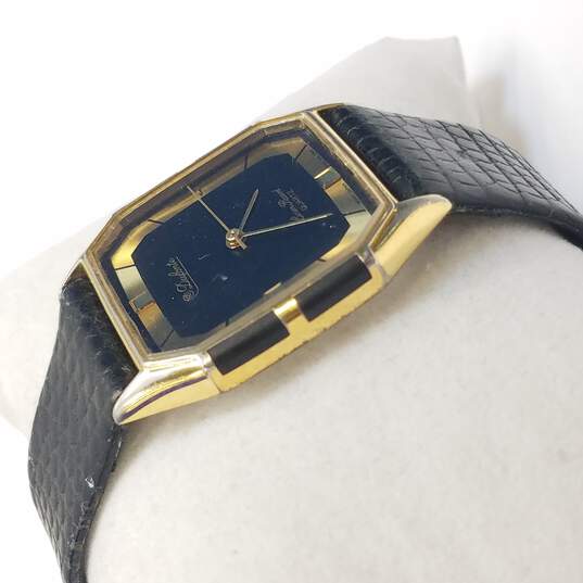 Dufonte By Lucien Piccard Black & Gold Tone Vintage Quartz Watch image number 3