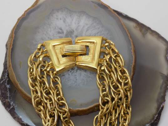 Vintage Crown Trifari Gold Tone Multi Strand Chain Necklace 90.5g image number 4