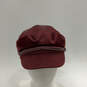 Womens Red Rope Trim Flat Top Lined Windproof Newsboy Cap Size Medium image number 1