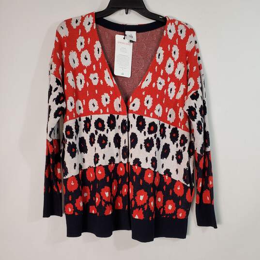 Cabi Women Red Floral Cardigan S NWT image number 1
