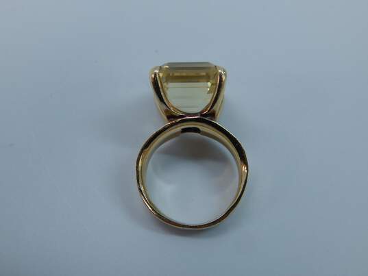 18K Yellow Florentine & Polished Gold Emerald Cut Citrine Cocktail Ring 7.5g image number 8