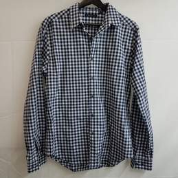 Theory blue and white gingham button up shirt men's M