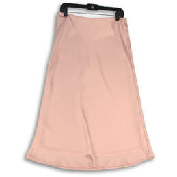Womens Pink Flat Front Pull-On Midi A-Line Skirt Size Large