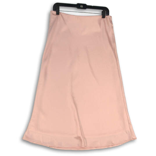 Womens Pink Flat Front Pull-On Midi A-Line Skirt Size Large image number 1