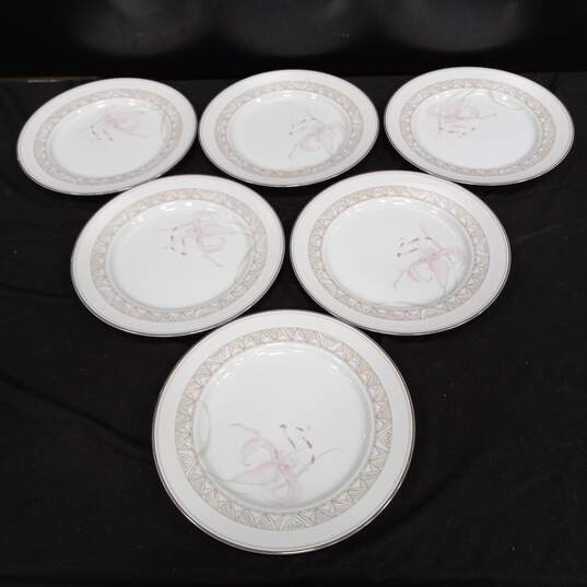 6PC Lenox Bouquet Collection Pink Lily Pattern Dinner Plate Bundle image number 1
