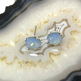 Designer Stella & Dot Stella Silver-Tone Blue Crystal Stone Stud Earrings