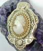 Vintage Coro Gold Tone Faux Seed Pearl Accent Cameo Brooch 14.2g image number 1