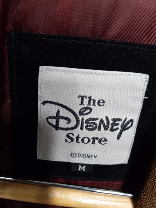 THE DISNEY STORE BLACK AND BROWN 1928 MICKEY MOUSE LEATHER BOMBER JACKET SIZE M image number 3