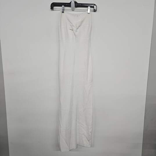 White Twist Strapless Dress With Back Slit image number 1