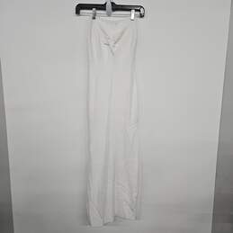 White Twist Strapless Dress With Back Slit