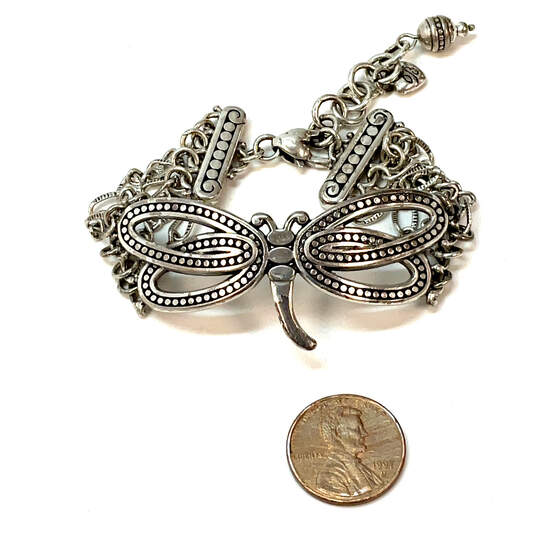Designer Brighton Silver-Tone Multistrand Butterfly Engraved Chain Bracelet image number 4