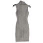 NWT Womens Gray Turtleneck Sleeveless Ribbed Sweater Dress Size Small image number 2