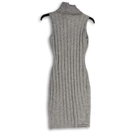 NWT Womens Gray Turtleneck Sleeveless Ribbed Sweater Dress Size Small alternative image