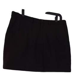 Womens Black Flat Front Slash Pocket Sport Straight Skirt Size 10